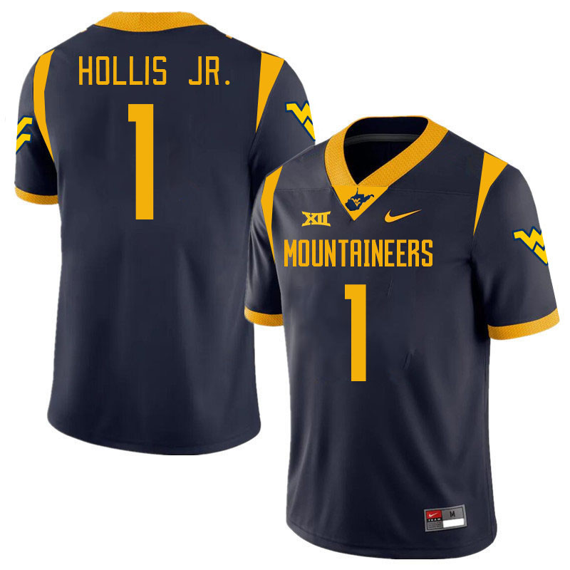 #1 Garnett Hollis Jr. West Virginia Mountaineers College 2024 New Uniforms Football Jerseys Stitched Sale-Navy